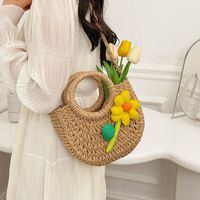 Women's Braid Solid Color Flower Beach Sewing Thread String Handbag main image 7