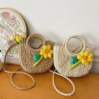 Women's Braid Solid Color Flower Beach Sewing Thread String Handbag main image 2