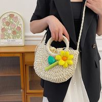 Women's Braid Solid Color Flower Beach Sewing Thread String Handbag main image 4