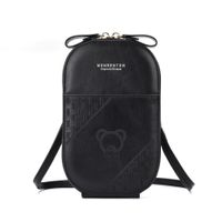 Women's Small Pu Leather Bear Solid Color Cute Zipper Crossbody Bag sku image 2