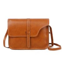 Women's Small Pu Leather Solid Color Vintage Style Square String Crossbody Bag sku image 6
