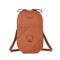 Women's Small Pu Leather Bear Solid Color Cute Zipper Crossbody Bag sku image 4