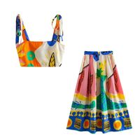 Women's Streetwear Color Block Spandex Polyester Skirt Sets main image 3