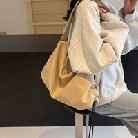 Women's Cloth Solid Color Preppy Style Sewing Thread Zipper Shoulder Bag sku image 1