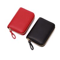 Unisex Solid Color Pu Leather Zipper Card Holders main image 5