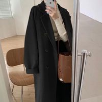 Women's Casual Vintage Style Solid Color Button Double Breasted Coat Woolen Coat main image 5