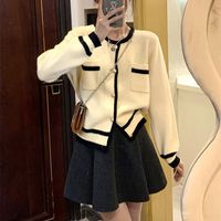 Women's Sweater Long Sleeve Sweaters & Cardigans Button Casual Color Block main image 5