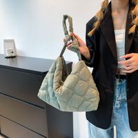 Women's Flannel Solid Color Basic Sewing Thread Square Zipper Shoulder Bag sku image 2