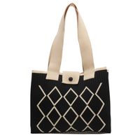Women's All Seasons Fabric Color Block Classic Style Square Magnetic Buckle Shoulder Bag sku image 3