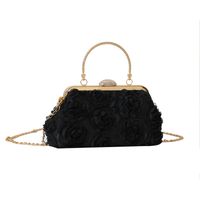 White Pink Black Special Fabric Solid Color Lace Pillow Shape Folds Evening Bags sku image 3