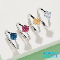 Elegant Wedding Round Sterling Silver Gra Plating Inlay Moissanite White Gold Plated Rings main image 3