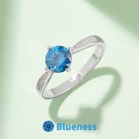 Elegant Wedding Classic Style Round Sterling Silver Gra Plating Inlay Moissanite White Gold Plated Rings main image 5