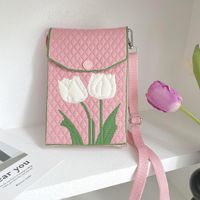 Women's Small Spring&summer Polyester Flower Vacation Square Flip Cover Shoulder Bag sku image 1