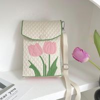 Women's Small Spring&summer Polyester Flower Vacation Square Flip Cover Shoulder Bag sku image 5