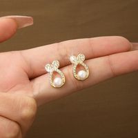 Wholesale Jewelry Elegant Sweet Leaves Flower Bow Knot Alloy Plating Drop Earrings sku image 19