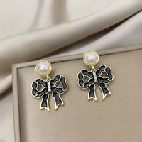 Wholesale Jewelry Elegant Sweet Leaves Flower Bow Knot Alloy Plating Drop Earrings sku image 40