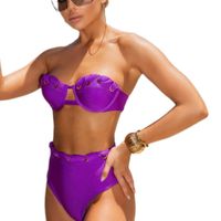 Women's Solid Color 2 Pieces Set Bikinis Swimwear main image 4