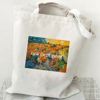 Women's Casual Oil Painting Landscape Shopping Bags sku image 6