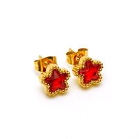 1 Pair Simple Style Flower Inlay Stainless Steel Zircon 18K Gold Plated Ear Studs main image 2