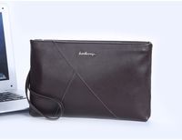 Men's Solid Color Pu Leather Zipper Clutch Bag main image 2
