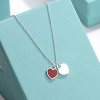 Casual Simple Style Heart Shape Titanium Steel Enamel Pendant Necklace sku image 3