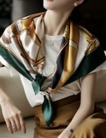 Women's Elegant Simple Style Printing Mulberry Silk Printing Silk Scarf sku image 72