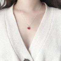 Casual Simple Style Heart Shape Titanium Steel Enamel Pendant Necklace main image 4