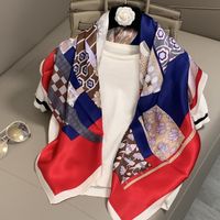 Women's Elegant Simple Style Printing Mulberry Silk Printing Silk Scarf sku image 74