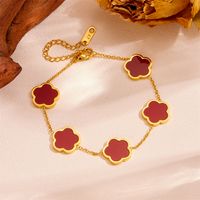 Titanium Steel 18K Gold Plated IG Style Simple Style Plating Inlay Flower Acrylic Rings Bracelets Necklace sku image 7