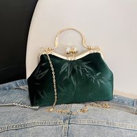 Mujeres Tela De Terciopelo Sale De Estilo Vintage Estilo Clásico Bordado Cuadrado Botón Cortado Bolso sku image 3