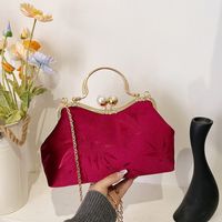 Women's Velvet Cloth Leaves Vintage Style Classic Style Embroidery Square Clipped Button Handbag main image 9