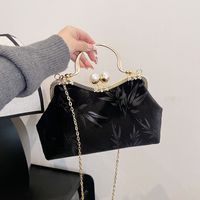 Women's Velvet Cloth Leaves Vintage Style Classic Style Embroidery Square Clipped Button Handbag main image 4