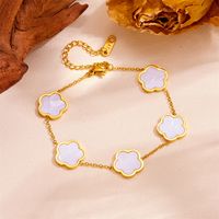 Titanium Steel 18K Gold Plated IG Style Simple Style Plating Inlay Flower Acrylic Rings Bracelets Necklace sku image 6