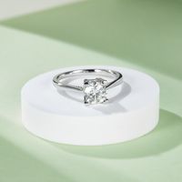 Shiny Round Sterling Silver Gra Plating Inlay Moissanite Rhodium Plated Silver Plated Rings main image 5