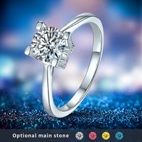 Shiny Round Sterling Silver Gra Plating Inlay Moissanite Rhodium Plated Silver Plated Rings main image 1