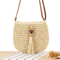 Femmes Petit Paille Couleur Unie Style Vintage Style Classique Fermeture Éclair Sac De Paille sku image 1