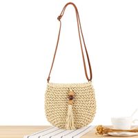 Femmes Petit Paille Couleur Unie Style Vintage Style Classique Fermeture Éclair Sac De Paille main image 11