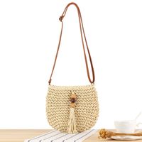 Women's Small Straw Solid Color Vintage Style Classic Style Zipper Straw Bag main image video