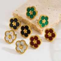 1 Pair Elegant Sweet Flower Plating Inlay Stainless Steel Acrylic 18k Gold Plated Ear Studs main image 1