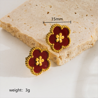 1 Pair Elegant Sweet Flower Plating Inlay Stainless Steel Acrylic 18k Gold Plated Ear Studs main image 2