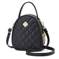 Femmes Petit Faux Cuir Argyle Vêtement De Rue Ovale Fermeture Éclair Sac À Main Sac Bandoulière main image 2