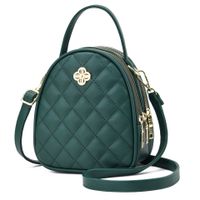 Women's Small Pu Leather Argyle Streetwear Oval Zipper Handbag Crossbody Bag main image 5