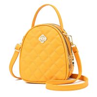 Women's Small Pu Leather Argyle Streetwear Oval Zipper Handbag Crossbody Bag sku image 1