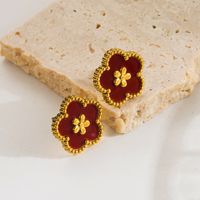 1 Pair Elegant Sweet Flower Plating Inlay Stainless Steel Acrylic 18k Gold Plated Ear Studs main image 6