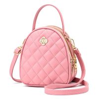 Women's Small Pu Leather Argyle Streetwear Oval Zipper Handbag Crossbody Bag sku image 6