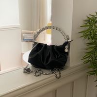 Women's Solid Color Classic Style Rhinestone Zipper Handbag sku image 2