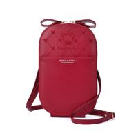 Women's Pu Leather Stripe Bear Cute Oval Zipper Crossbody Bag sku image 2
