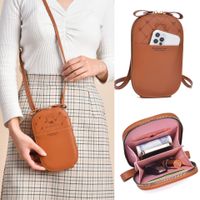 Women's Pu Leather Stripe Bear Cute Oval Zipper Crossbody Bag main image 1