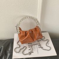 Women's Solid Color Classic Style Rhinestone Zipper Handbag main image 3