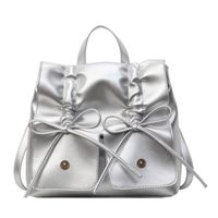 Women's Medium Pu Leather Solid Color Bow Knot Streetwear Flip Cover Square Bag sku image 4